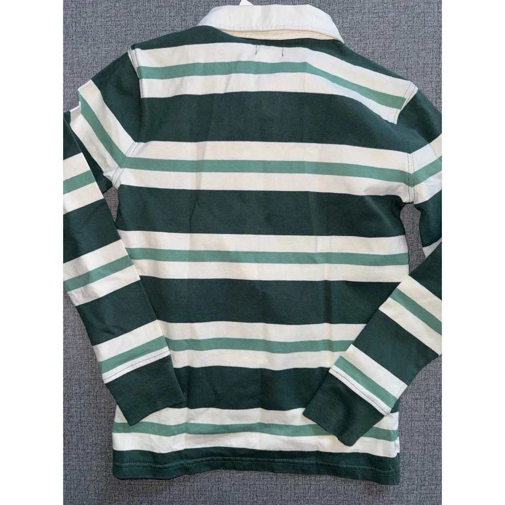 Crewcuts Boys Green Striped Long Sleeve Rugby Shirt CG881 Size M 8-9 NEW